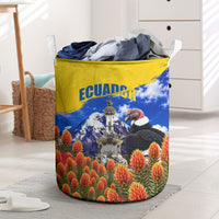 Ecuador Independence Day Laundry Basket Patriotic Andean Condor Monument And Mountain