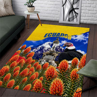 Ecuador Independence Day Area Rug Patriotic Andean Condor Monument And Mountain