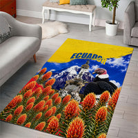 Ecuador Independence Day Area Rug Patriotic Andean Condor Monument And Mountain