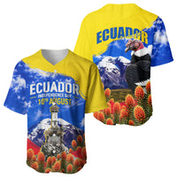 Ecuador Independence Day Baseball Jersey Patriotic Andean Condor Monument And Mountain