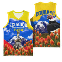 Ecuador Independence Day Basketball Jersey Patriotic Andean Condor Monument And Mountain
