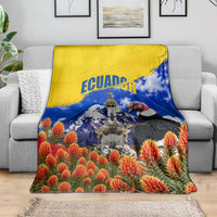 Ecuador Independence Day Blanket Patriotic Andean Condor Monument And Mountain