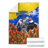 Ecuador Independence Day Blanket Patriotic Andean Condor Monument And Mountain