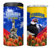 Ecuador Independence Day 4 in 1 Can Cooler Tumbler Patriotic Andean Condor Monument And Mountain