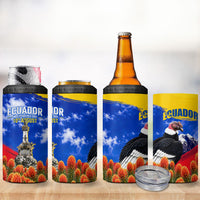 Ecuador Independence Day 4 in 1 Can Cooler Tumbler Patriotic Andean Condor Monument And Mountain