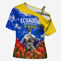 Ecuador Independence Day Cross Shoulder Shirt Patriotic Andean Condor Monument And Mountain