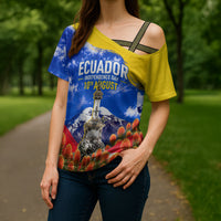 Ecuador Independence Day Cross Shoulder Shirt Patriotic Andean Condor Monument And Mountain