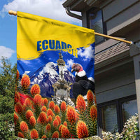 Ecuador Independence Day Garden Flag Patriotic Andean Condor Monument And Mountain