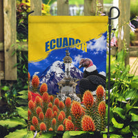 Ecuador Independence Day Garden Flag Patriotic Andean Condor Monument And Mountain