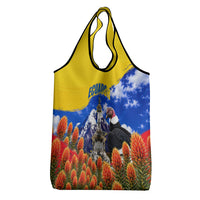 Ecuador Independence Day Grocery Bag Patriotic Andean Condor Monument And Mountain