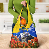 Ecuador Independence Day Grocery Bag Patriotic Andean Condor Monument And Mountain