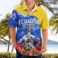 Ecuador Independence Day Hawaiian Shirt Patriotic Andean Condor Monument And Mountain