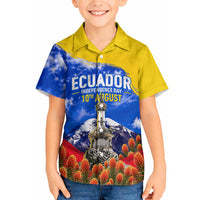 Ecuador Independence Day Hawaiian Shirt Patriotic Andean Condor Monument And Mountain