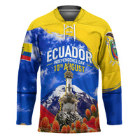 Ecuador Independence Day Hockey Jersey Patriotic Andean Condor Monument And Mountain