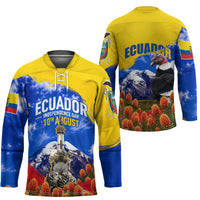 Ecuador Independence Day Hockey Jersey Patriotic Andean Condor Monument And Mountain