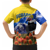 Ecuador Independence Day Kid Hawaiian Shirt Patriotic Andean Condor Monument And Mountain