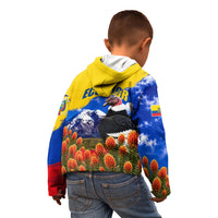 Ecuador Independence Day Kid Hoodie Patriotic Andean Condor Monument And Mountain