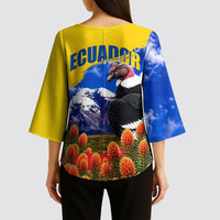 Ecuador Independence Day Kimono Sleeve Blouse Patriotic Andean Condor Monument And Mountain