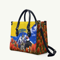 Ecuador Independence Day Leather Bag Patriotic Andean Condor Monument And Mountain