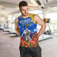 Ecuador Independence Day Men Tank Top Patriotic Andean Condor Monument And Mountain