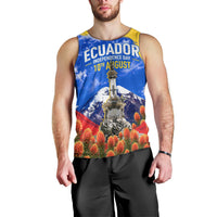 Ecuador Independence Day Men Tank Top Patriotic Andean Condor Monument And Mountain