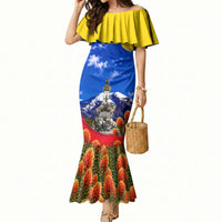 Ecuador Independence Day Mermaid Dress Patriotic Andean Condor Monument And Mountain