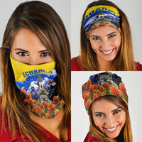 Ecuador Independence Day Neck Gaiter Patriotic Andean Condor Monument And Mountain