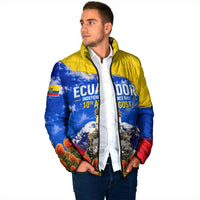 Ecuador Independence Day Padded Jacket Patriotic Andean Condor Monument And Mountain