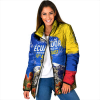 Ecuador Independence Day Padded Jacket Patriotic Andean Condor Monument And Mountain