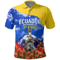 Ecuador Independence Day Polo Shirt Patriotic Andean Condor Monument And Mountain