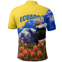 Ecuador Independence Day Polo Shirt Patriotic Andean Condor Monument And Mountain