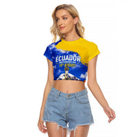 Ecuador Independence Day Raglan Cropped T Shirt Patriotic Andean Condor Monument And Mountain