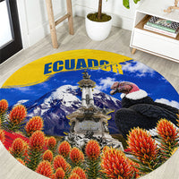 Ecuador Independence Day Round Carpet Patriotic Andean Condor Monument And Mountain
