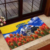 Ecuador Independence Day Rubber Doormat Patriotic Andean Condor Monument And Mountain