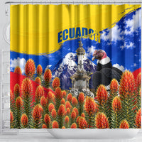 Ecuador Independence Day Shower Curtain Patriotic Andean Condor Monument And Mountain
