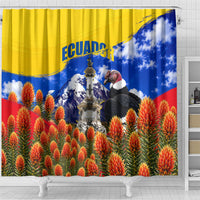 Ecuador Independence Day Shower Curtain Patriotic Andean Condor Monument And Mountain