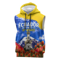Ecuador Independence Day Sleeveless Hoodie Patriotic Andean Condor Monument And Mountain
