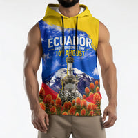 Ecuador Independence Day Sleeveless Hoodie Patriotic Andean Condor Monument And Mountain