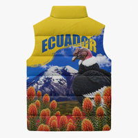 Ecuador Independence Day Sleeveless Puffer Jacket Patriotic Andean Condor Monument And Mountain