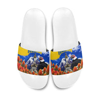 Ecuador Independence Day Slide Sandals Patriotic Andean Condor Monument And Mountain