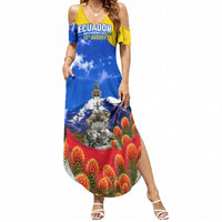 Ecuador Independence Day Summer Maxi Dress Patriotic Andean Condor Monument And Mountain