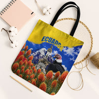 Ecuador Independence Day Tote Bag Patriotic Andean Condor Monument And Mountain