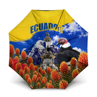 Ecuador Independence Day Umbrella Patriotic Andean Condor Monument And Mountain