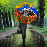 Ecuador Independence Day Umbrella Patriotic Andean Condor Monument And Mountain