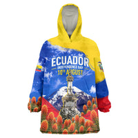 Ecuador Independence Day Wearable Blanket Hoodie Patriotic Andean Condor Monument And Mountain