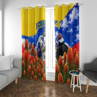 Ecuador Independence Day Window Curtain Patriotic Andean Condor Monument And Mountain