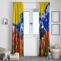Ecuador Independence Day Window Curtain Patriotic Andean Condor Monument And Mountain