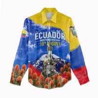 Ecuador Independence Day Women Casual Shirt Patriotic Andean Condor Monument And Mountain