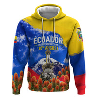 Ecuador Independence Day Zip Hoodie Patriotic Andean Condor Monument And Mountain