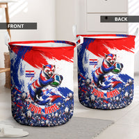 Personalized Croatia Marten Soccer Laundry Basket Croatian Flag Abstract Brush Stroke